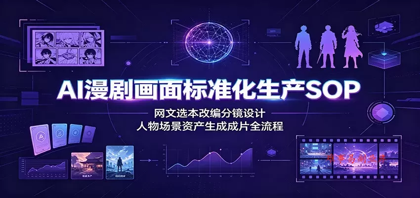 AI漫剧画面标准化生产SOP：网文选本改编分镜设计，人物场景资产生成成片全流程-难事易副业库
