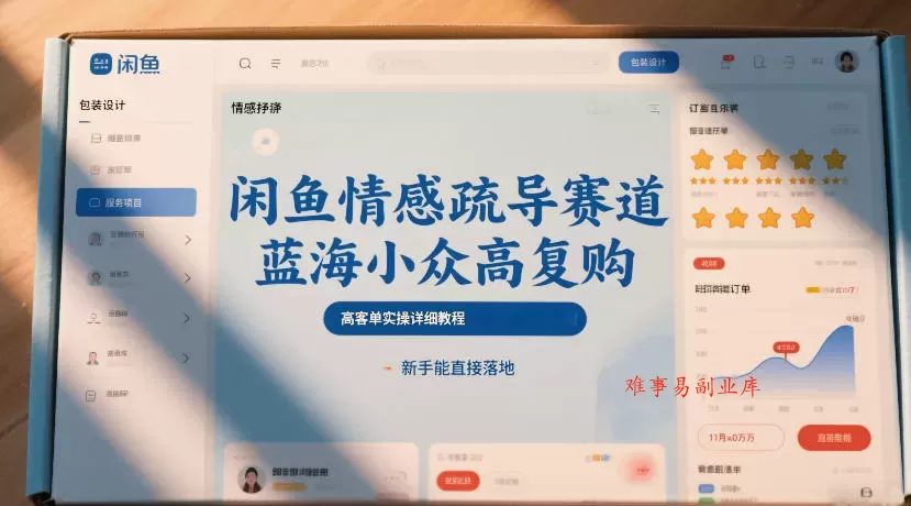 闲鱼情感疏导赛道，蓝海小众高复购，高客单实操详细教程，新手能直接落地-难事易副业库