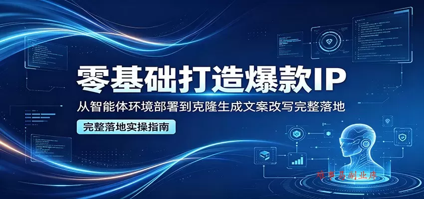 零基础打造爆款IP，从智能体环境部署到克隆生成文案改写完整落地-难事易副业库