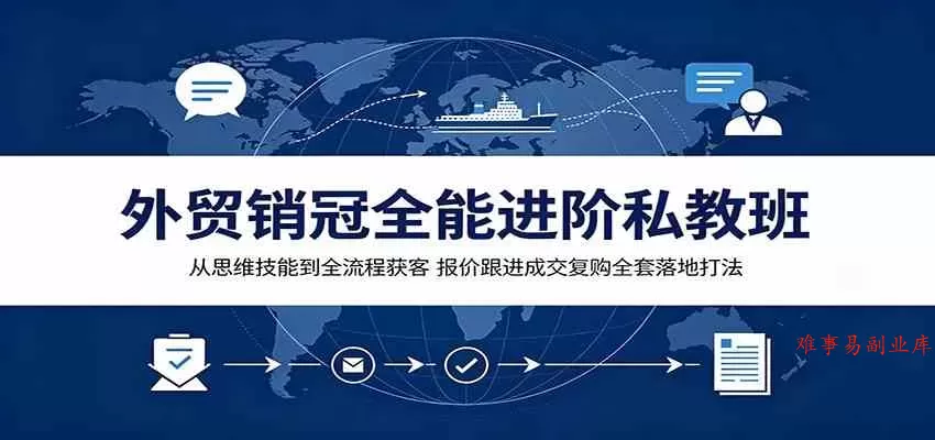 外贸销冠全能进阶私教班:从思维技能到全流程获客,报价跟进成交复购全套落地打法 外贸销冠全能进阶私教班:从思维技能到全流程获客,报价跟进成交复购全套落地打法