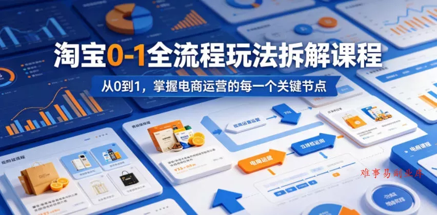 淘宝0-1全流程玩法拆解课程，从0到1，掌握电商运营的每一个关键节点-难事易副业库