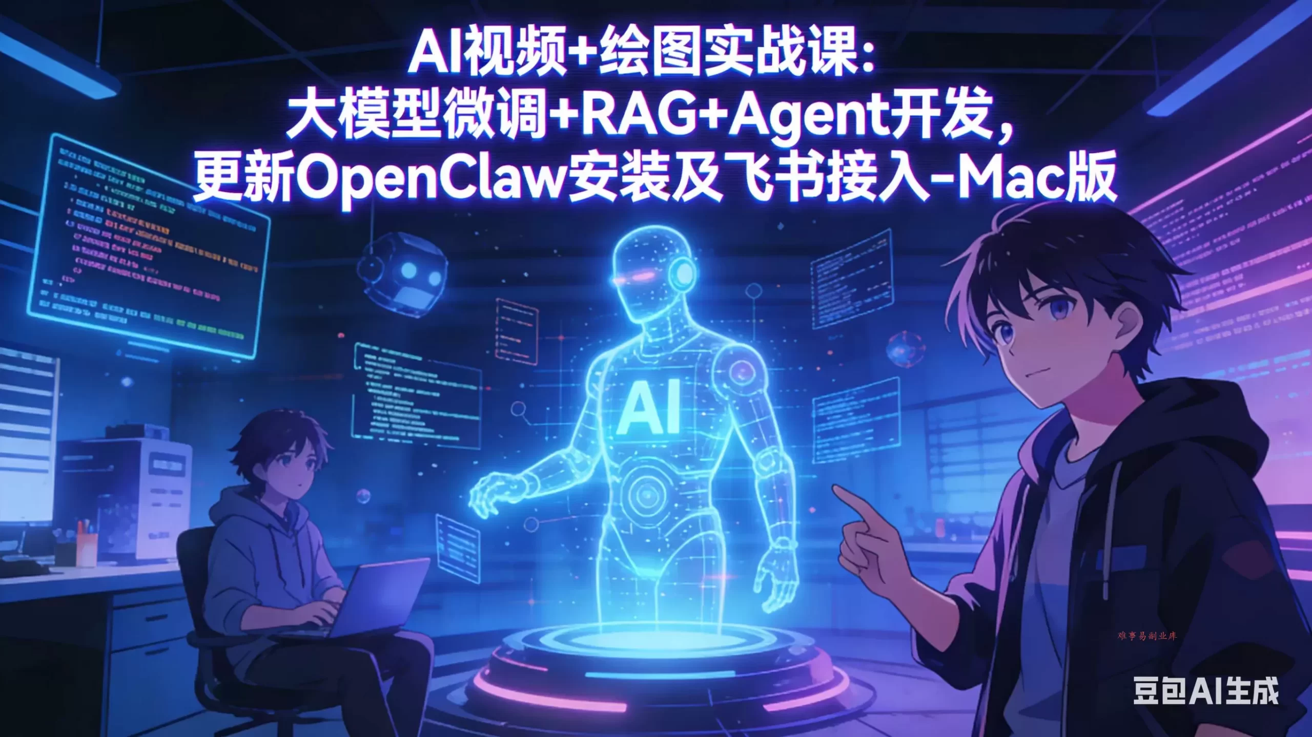 （17594期）AI视频+绘图实战课：大模型微调+RAG+Agent开发，更新OpenClaw安装及飞书接入-Mac版-难事易副业库