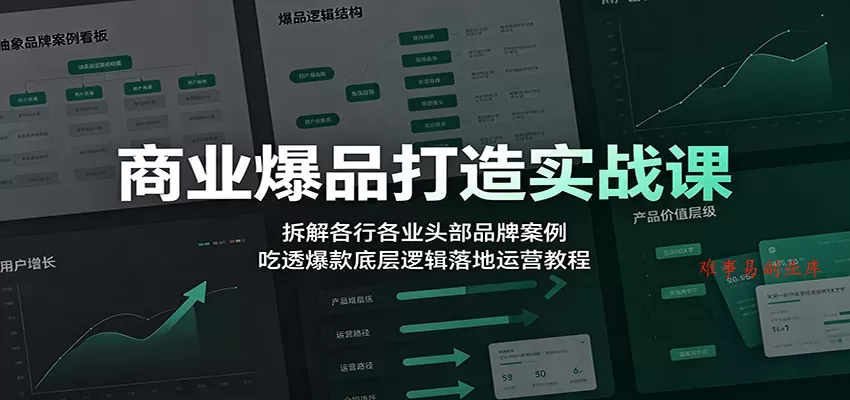 商业爆品打造实战课：拆解各行各业头部品牌案例，吃透爆款底层逻辑落地运营教程-难事易副业库