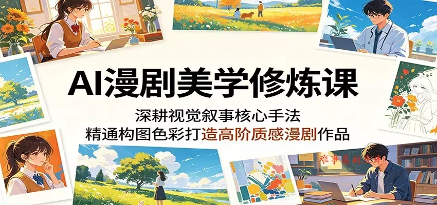 AI漫剧美学修炼课：深耕视觉叙事核心手法，精通构图色彩打造高阶质感漫剧作品-难事易副业库