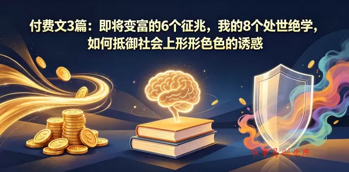 付费文3篇：即将变富的6个征兆，我的8个处世绝学，如何抵御社会上形形色色的诱惑-难事易副业库