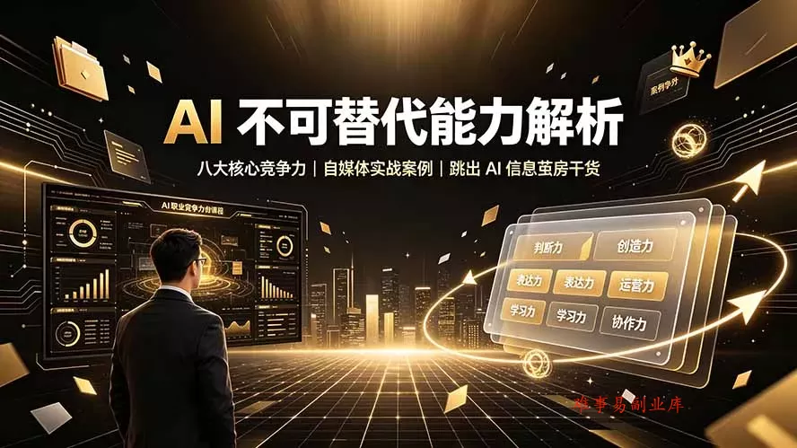 付费文章：AI 不可替代能力解析▸八大核心竞争力｜自媒体实战案例｜跳出 AI 信息茧房干货-难事易副业库