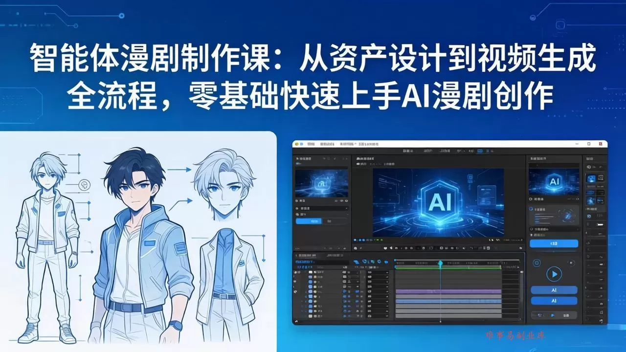 智能体漫剧制作课：从资产设计到视频生成全流程，零基础快速上手AI漫剧创作-难事易副业库