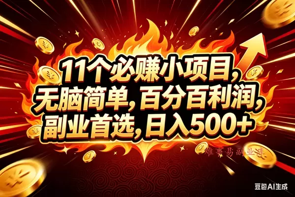 （18245期）11个必赚钱的小项目，百分百赚米，无脑简单，副业首选，日入300+