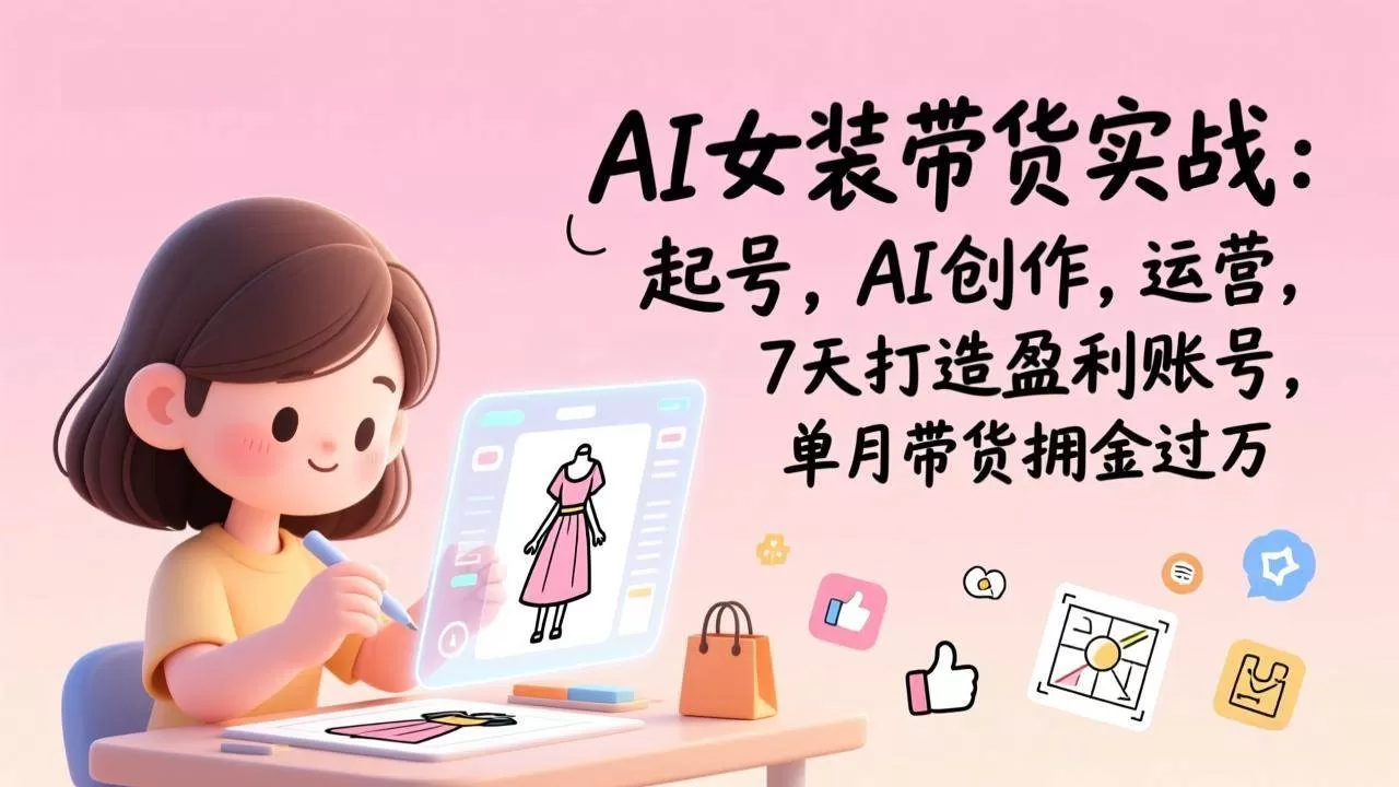 （17088期）AI女装带货实战：起号，AI创作，运营，7天打造盈利账号，单月带货佣金过万-难事易副业库