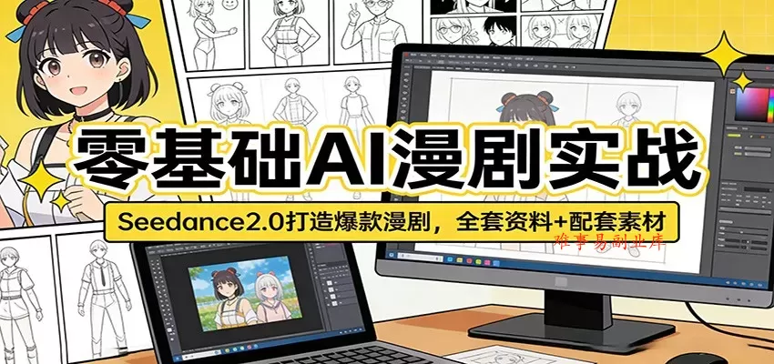 零基础AI漫剧实战：Seedance2.0打造爆款漫剧，全套资料+配套素材-难事易副业库