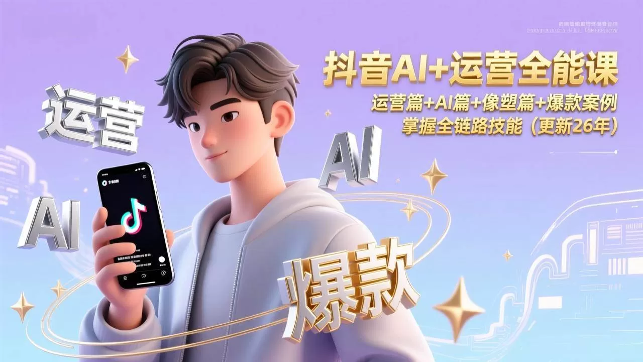 （17078期）抖音AI+运营全能课，运营篇+AI篇+像塑篇+爆款案例，掌握全链路技能（更新26年）-难事易副业库