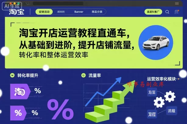 淘宝开店运营教程直通车，从基础到进阶，提升店铺流量，转化率和整体运营效率（更新26年4月20日）-难事易副业库