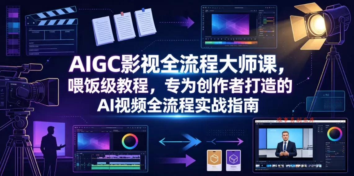 AIGC影视全流程大师课，喂饭级教程，专为创作者打造的AI视频全流程实战指南-难事易副业库