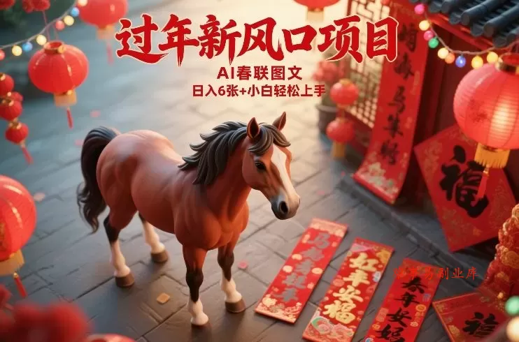 过年新风口项目，用ai春联图文，日入6张+小白轻松上手【揭秘】-难事易副业库