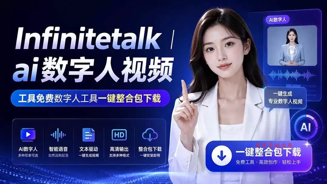 （20008期）Infinitetalk丨ai数字人视频-工具免费数字人工具一键整合包下载-难事易副业库