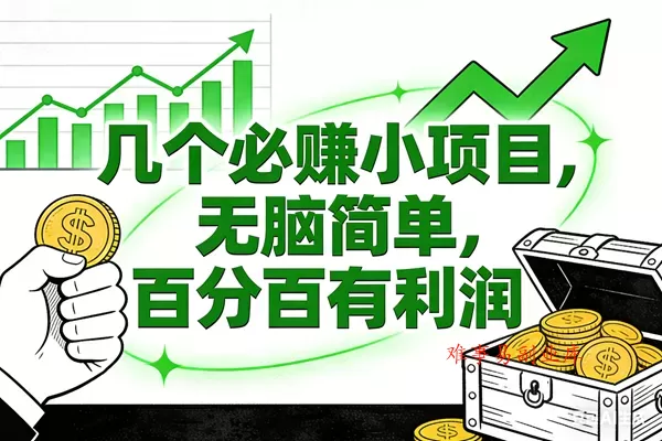 （16939期）6个必赚小项目，无脑简单，百分百有利润，副业首选，日入200+-难事易副业库