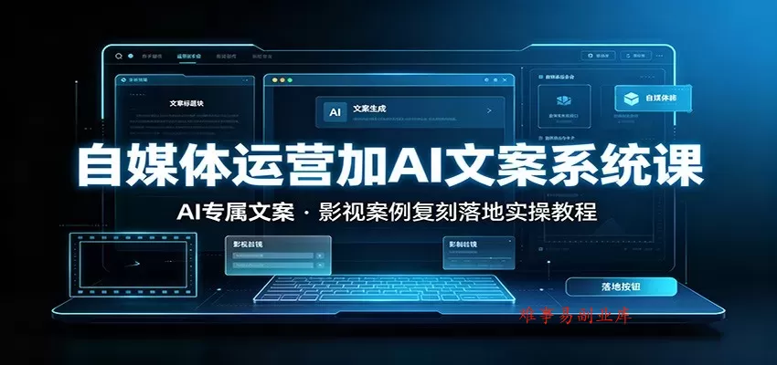 自媒体运营加AI文案系统课：：AI专属文案，影视案例复刻落地实操教程-难事易副业库