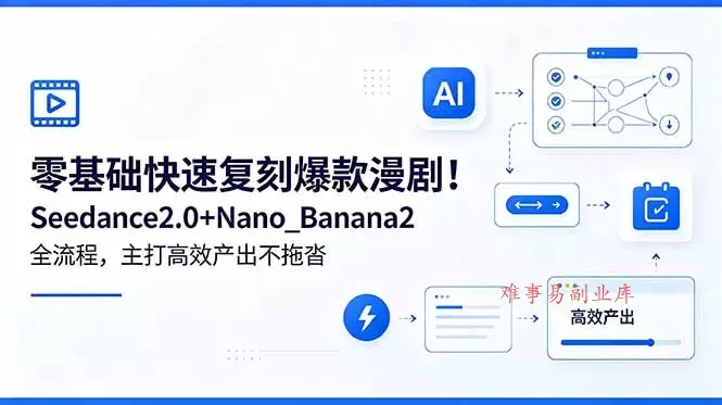 零基础快速复刻爆款漫剧！Seedance2.0+Nano_Banana2全流程，主打高效产出不拖沓-难事易副业库