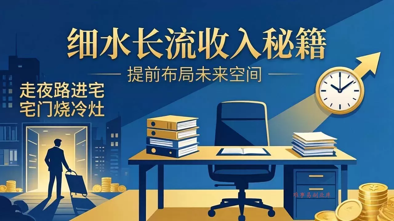 （17836期）某付费文章：细水长流收入秘籍：走夜路进宅门烧冷灶，提前布局未来空间