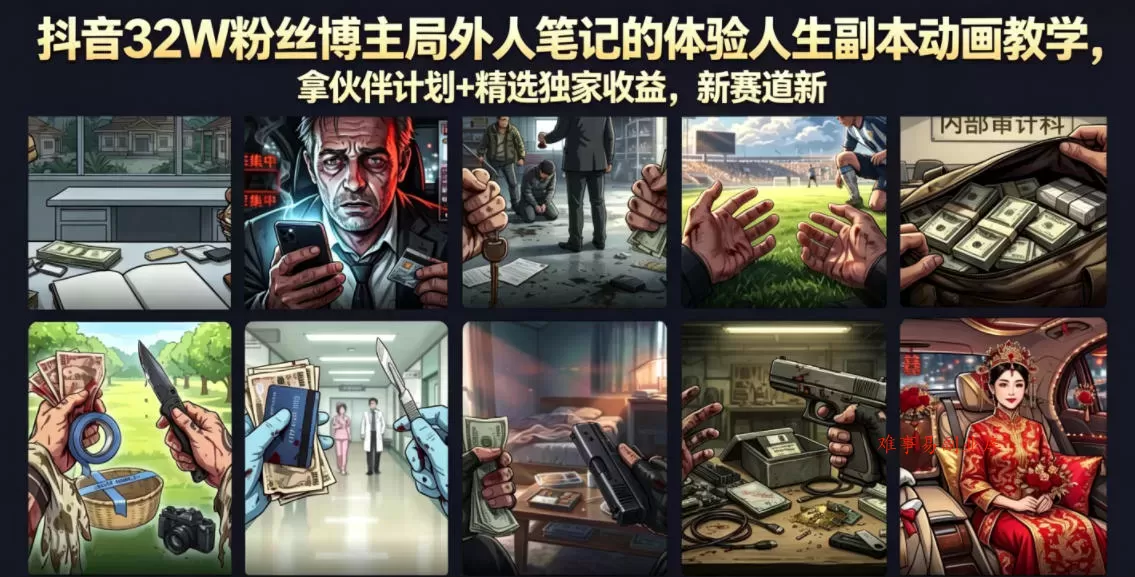 抖音32W粉丝博主局外人笔记的体验人生副本动画教学,拿伙伴计划+精选独家收益,新赛道新涨粉快【录制版】 抖音32W粉丝博主局外人笔记的体验人生副本动画教学,拿伙伴计划+精选独家收益,新赛道新涨粉快【录制版】