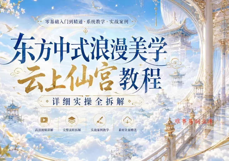 东方中式浪漫美学云上仙宫教程，详细实操全拆解-难事易副业库