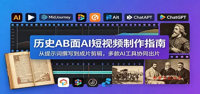 历史AB面AI短视频制作指南：从提示词撰写到成片剪辑，多款AI工具协同出片-难事易副业库