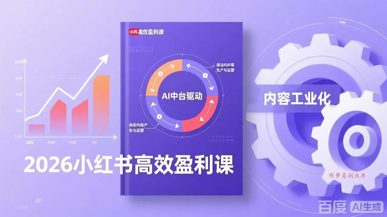 （17291期）2026小红书高效盈利课，流量双引擎+内容工业化+AI中台驱动，构建可复制的千万级营收模型-难事易副业库