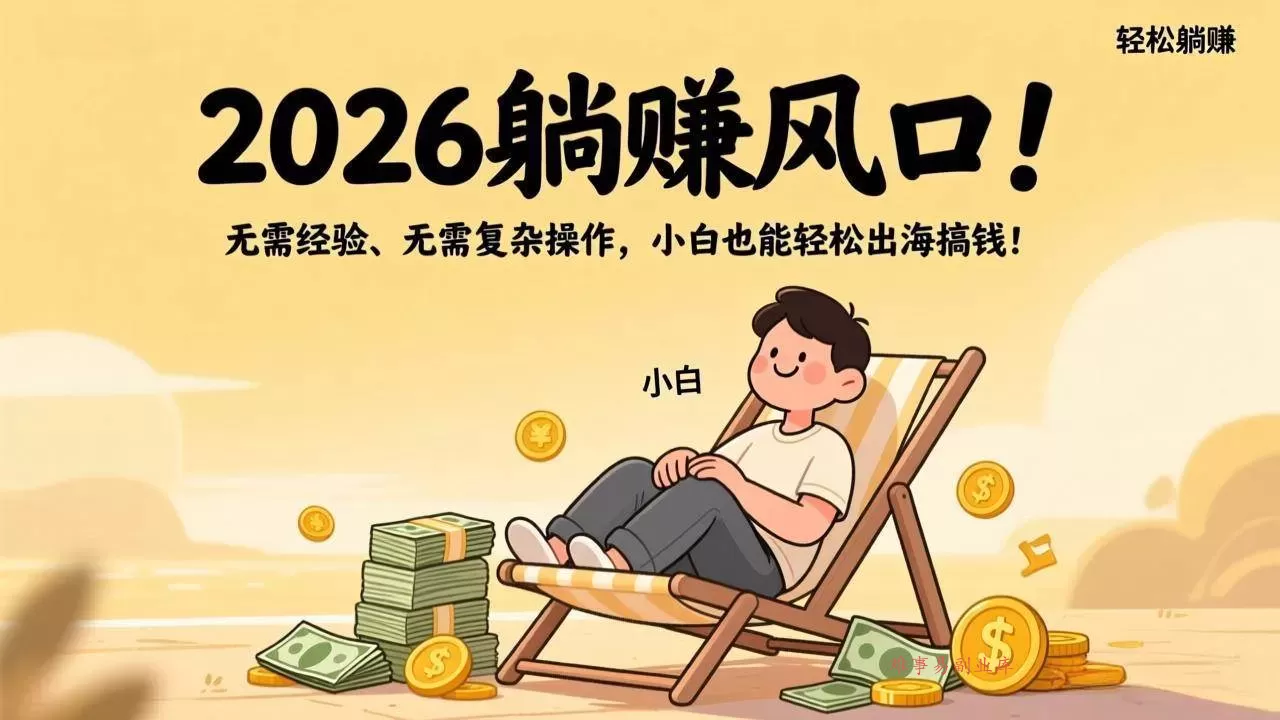 （17436期）2026躺赚风口！无需经验、无需复杂操作，小白也能轻松出海搞钱！-难事易副业库