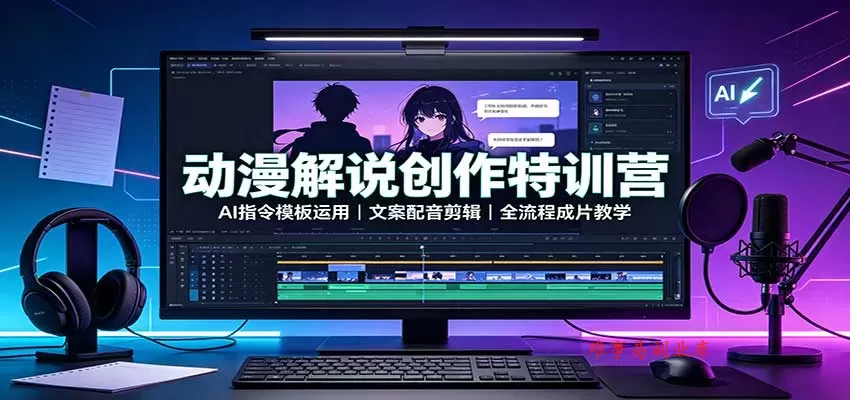 动漫解说创作特训营:AI指令模板运用,文案配音剪辑,全流程成片教学 动漫解说创作特训营:AI指令模板运用,文案配音剪辑,全流程成片教学