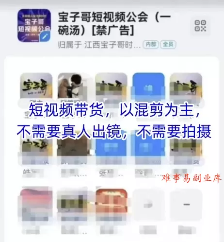 宝子哥头部团队短视频带货，以混剪为主，不需要真人出镜，不需要拍摄【更新26年3月】-难事易副业库
