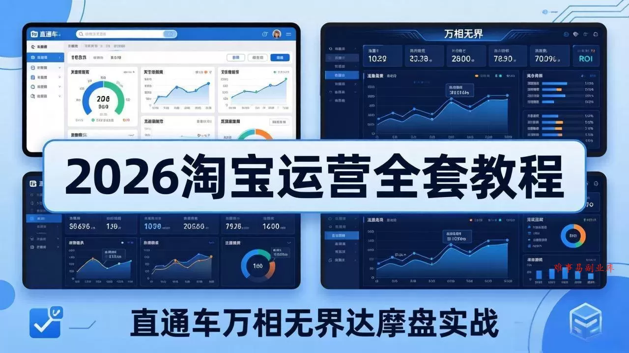 （19288期）2026淘宝运营全套教程(更新7月)，直通车万相无界达摩盘实战，从基础到进阶提升流量转化-难事易副业库