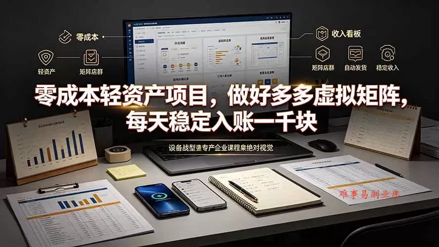 零成本轻资产项目，做好多多虚拟矩阵，每天稳定入账一千块-难事易副业库