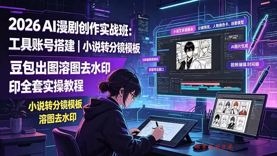 (19433期)2026AI漫剧创作实战班:工具账号搭建|小说转分镜模板|豆包出图溶图去水印全套实操教程 (19433期)2026AI漫剧创作实战班:工具账号搭建|小说转分镜模板|豆包出图溶图去水印全套实操教程
