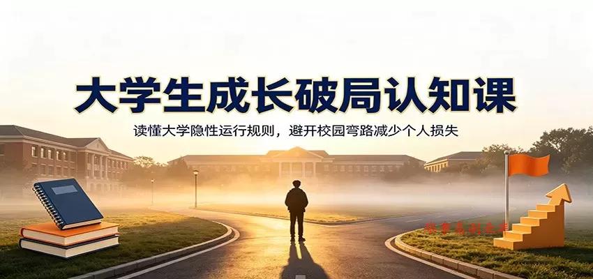 大学生成长破局认知课：读懂大学隐性运行规则，避开校园弯路减少个人损失-难事易副业库