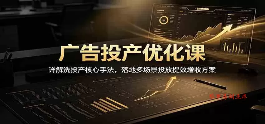 广告投产优化课：详解洗投产核心手法，落地多场景投放提效增收方案-难事易副业库