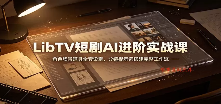 LibTV短剧AI进阶实战课：角色场景道具全套设定，分镜提示词搭建完整工作流-难事易副业库