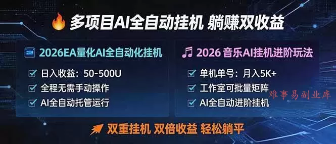 （18380期）多项目AI自动挂机玩法：双重挂机，双倍收益，轻松躺平-难事易副业库