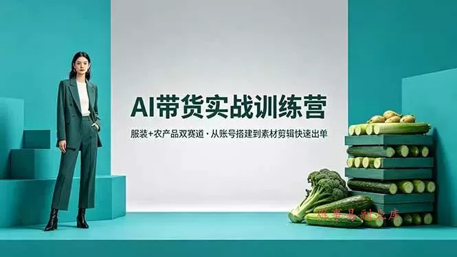 (18355期)AI带货实战训练营,服装+农产品双赛道,从账号搭建到素材剪辑快速出单-难事易副业库