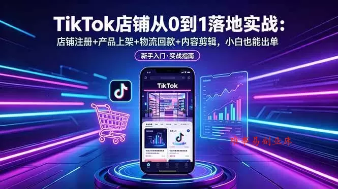 （18862期）TikTok店铺从0到1落地实战：店铺注册+产品上架+物流回款+内容剪辑，小白也能出单-难事易副业库