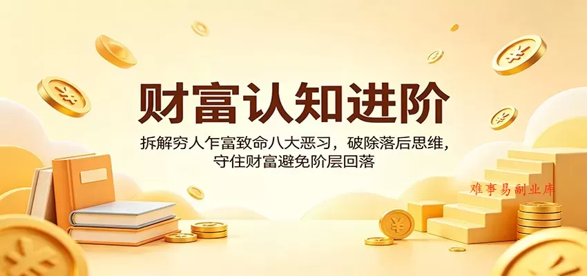 财富认知进阶：拆解穷人乍富致命八大恶习，破除落后思维，守住财富避免阶层回落-难事易副业库