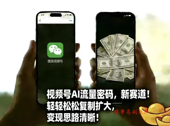 视频号AI流量密码新赛道，轻轻松松复制扩大，变现思路清晰-难事易副业库