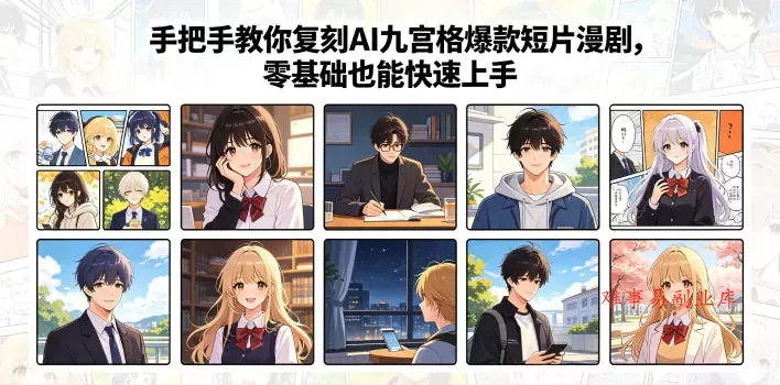 手把手教你复刻AI九宫格爆款短片漫剧，零基础也能快速上手-难事易副业库