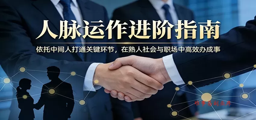 付费文章：人脉运作进阶指南，依托中间人打通关键环节，在熟人社会与职场中高效办成事-难事易副业库