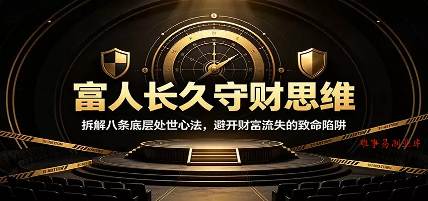 富人长久守财思维：拆解八条底层处世心法，避开财富流失的致命陷阱-难事易副业库