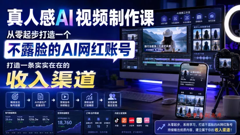 真人感AI视频制作课,从零起步打造一个不露脸的AI网红账号,打造一条实实在在的收入渠道【原创双语字幕】 真人感AI视频制作课,从零起步打造一个不露脸的AI网红账号,打造一条实实在在的收入渠道【原创双语字幕】